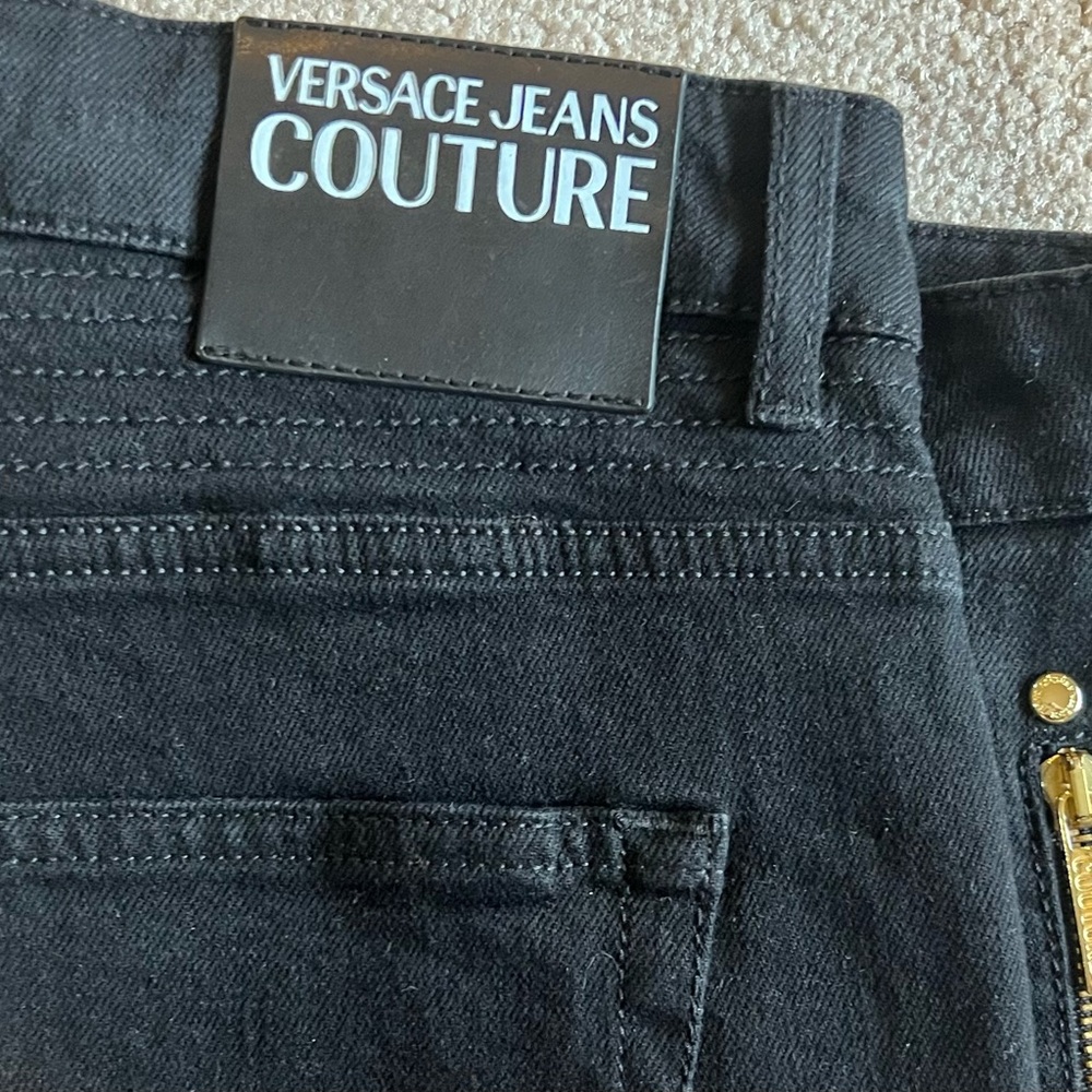 Versace Jeans Couture - Black, Stretch Denim Size 42. 
Pitch-Black New